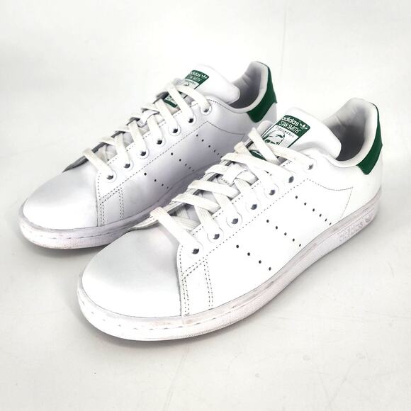 Adidas Stan Smith White Leather Green Heel Tab Sneakers Women’s Size 7 - Picture 2 of 13
